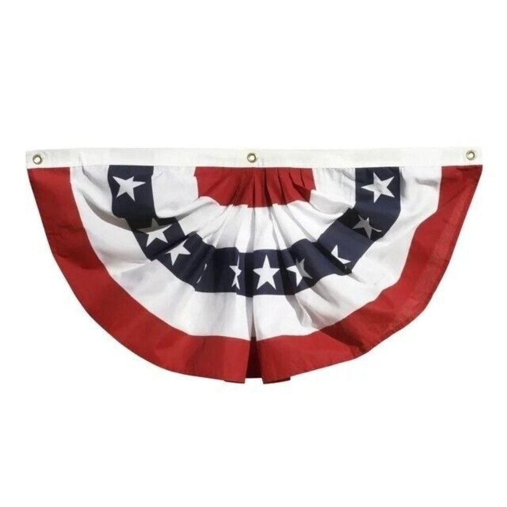 American Poly Cotton Patriotic Pleated Fan 18 x 36-inch Strong Heading Grommets